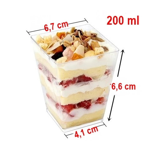 Pucharki plastikowe do deserów przekąsek monoporcji 200ml 50 szt